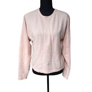 EUC Angora wool Liz Claiborne women's peachy pink crewneck lambwool sweater, M